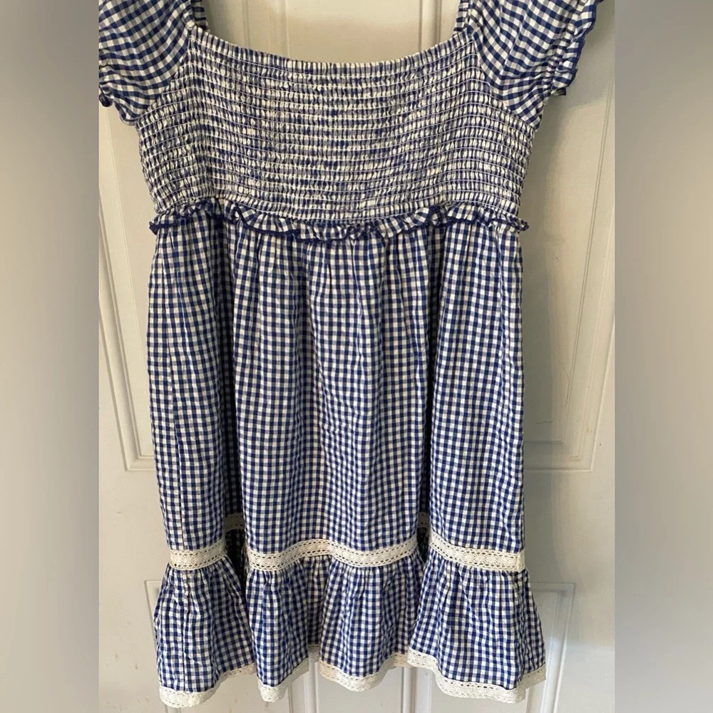 Urban Outfitters Blue Gingham Marseille Smocked Dress - Picture 6 of 12